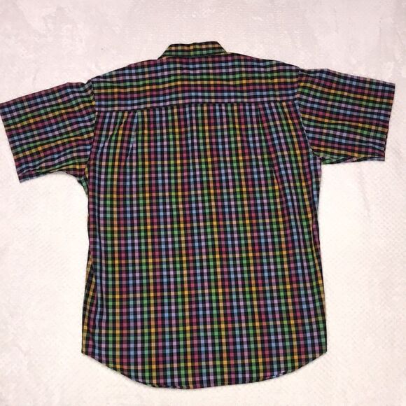 D’Avila Multicolored Plaid Button Up Shirt Short Sleeve Size Medium Like New - Picture 2 of 9